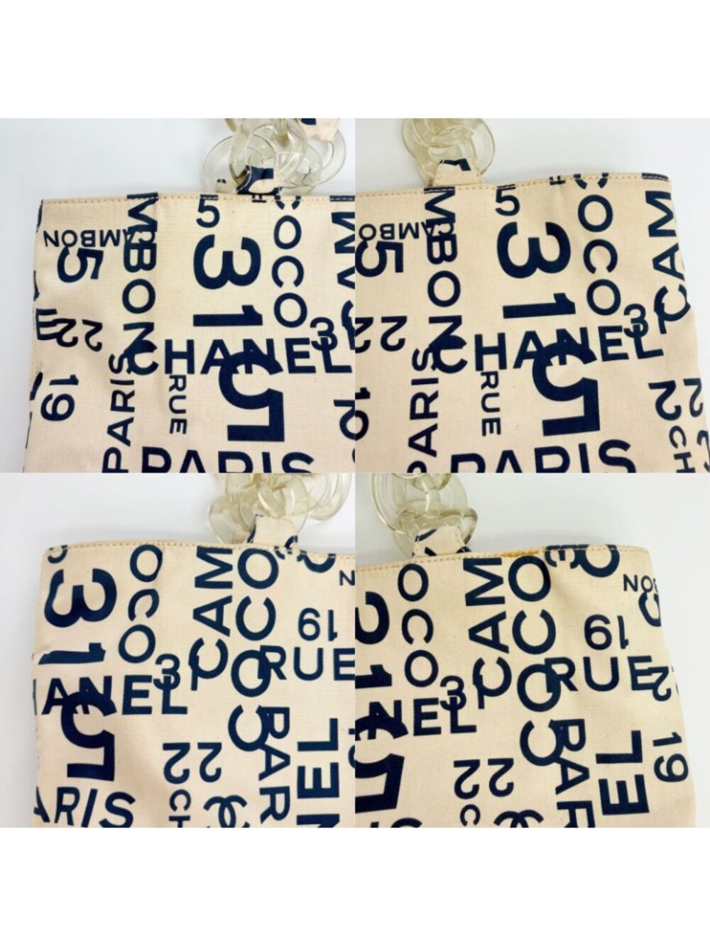 Chanel Logo Mania Typography Tote Canvas Ivory Vintage - Picture 12 of 16